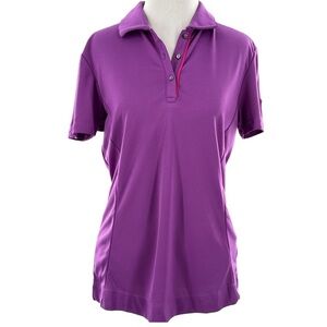 Puma womens top size M purple athlete popover polo wick dry outdoors